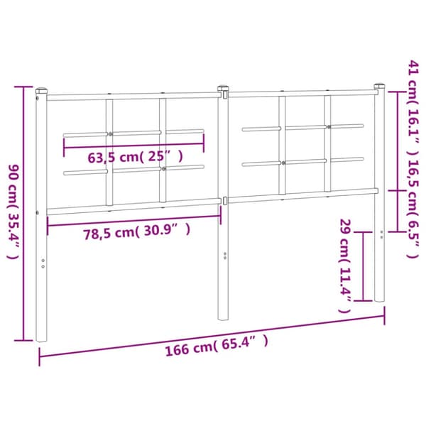 sengegavl 160 cm metal sort