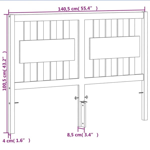 sengegavl 135 cm massivt fyrretræ gyldenbrun