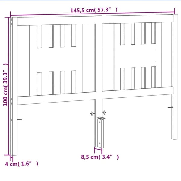 sengegavl 140 cm massivt fyrretræ gyldenbrun