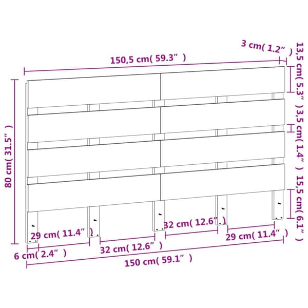 Sängynpääty ruskea 150 cm täysi mänty