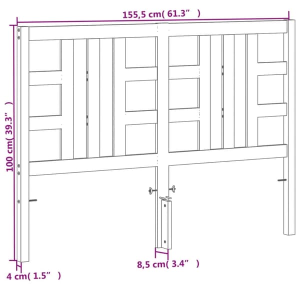 Sängynpääty ruskea 150 cm täysi mänty