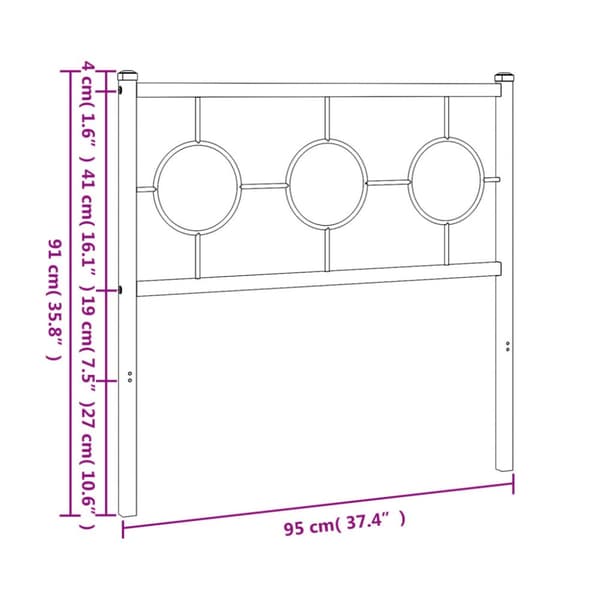 sengegavl 90 cm metal sort