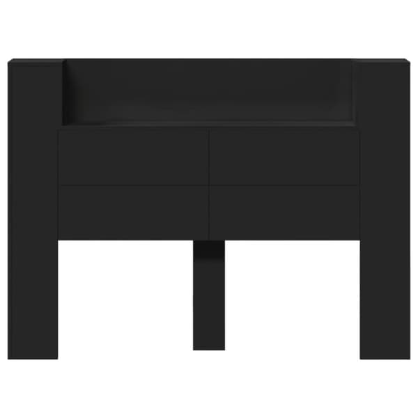Sängynpäätykaappi LED-valoilla musta 140x16,5x103,5 cm