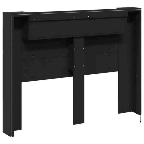 Sängynpäätykaappi LED-valoilla musta 140x16,5x103,5 cm