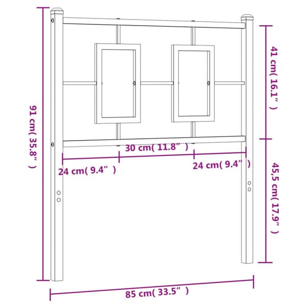 Metallinen sängynpääty musta 80 cm