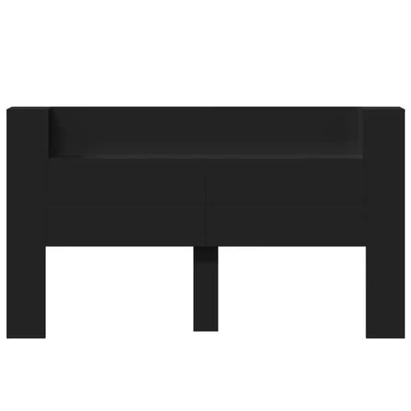 sengegavl med opbevaring og LED-lys 180x16,5x103,5 cm sort
