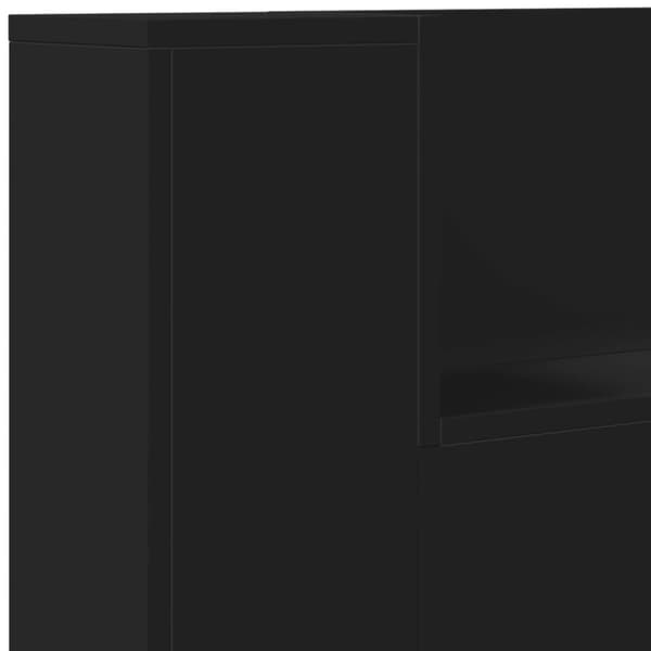 sengegavl med opbevaring og LED-lys 180x16,5x103,5 cm sort