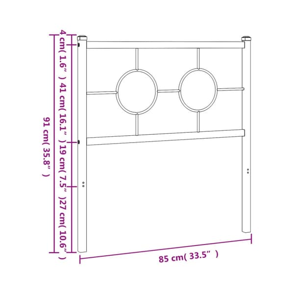 sengegavl 80 cm metal sort