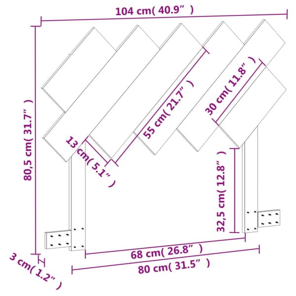 Sängynpääty ruskea 100 cm täysi mänty
