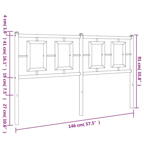 sengegavl 140 cm metal sort