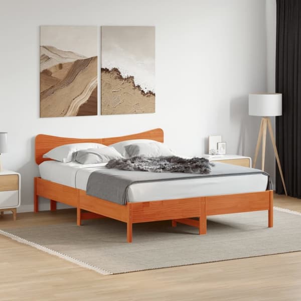 Sängynpääty ruskea 150 cm täysi mänty