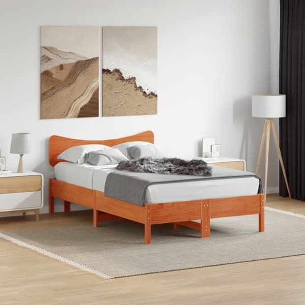Sängynpääty ruskea 120 cm täysi mänty