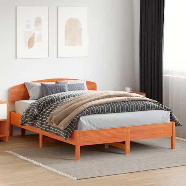 Sängynpääty ruskea 140 cm täysi mänty