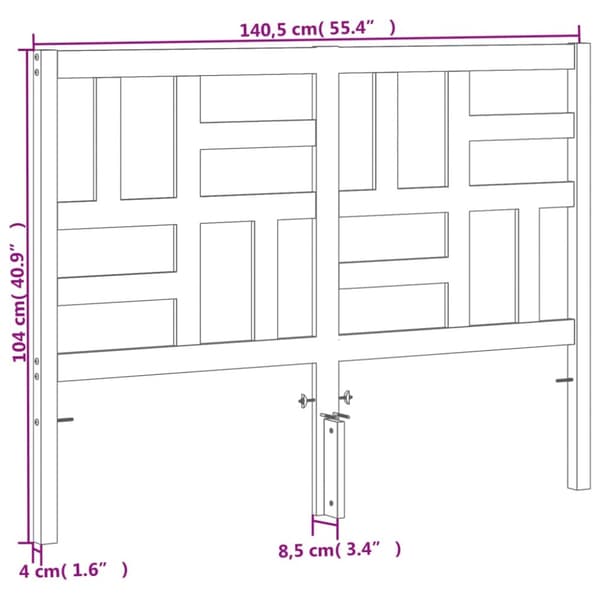 sengegavl 135 cm massivt fyrretræ gyldenbrun