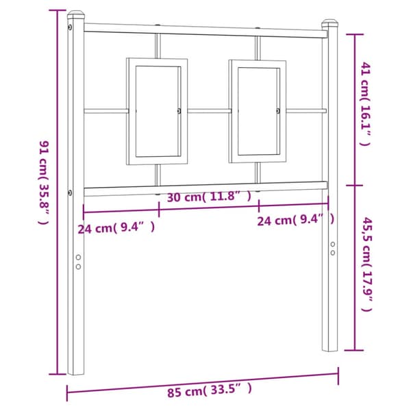 sengegavl 80 cm metal hvid
