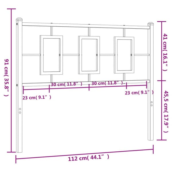 sengegavl 107 cm metal hvid
