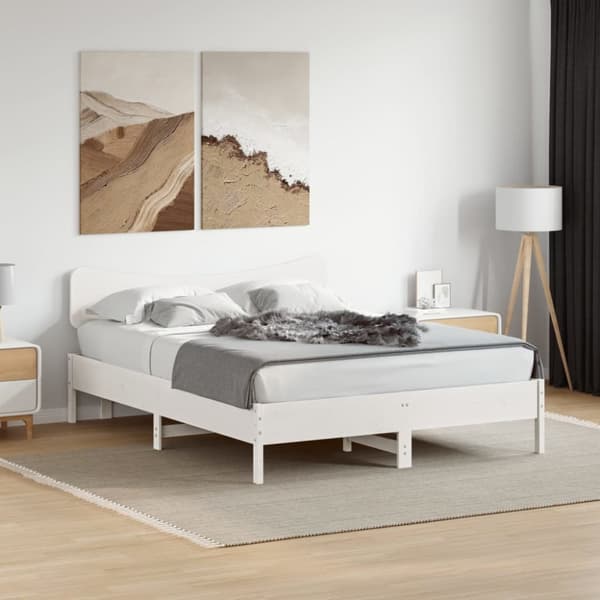 sengegavl 140 cm massivt fyrretræ hvid