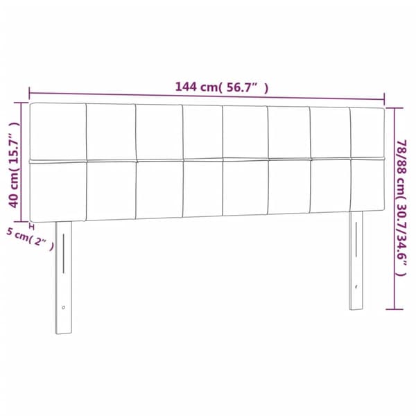 sengegavle 2 stk. 72x5x78/88 cm stof gråbrun
