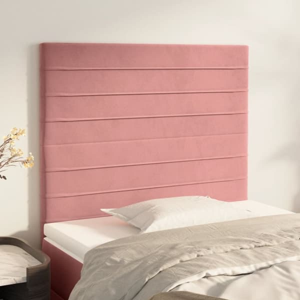 Sängyn päädyt, 2 kpl, pinkki, 90x5x78/88 cm, sametti