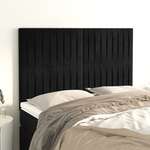 sengegavle 4 stk. 72x5x78/88 cm fløjl sort