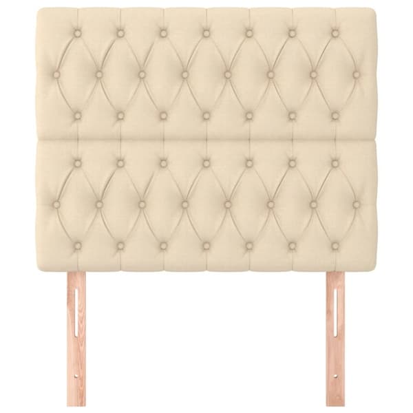 sengegavle 2 stk. 90x7x78/88 cm stof cremefarvet