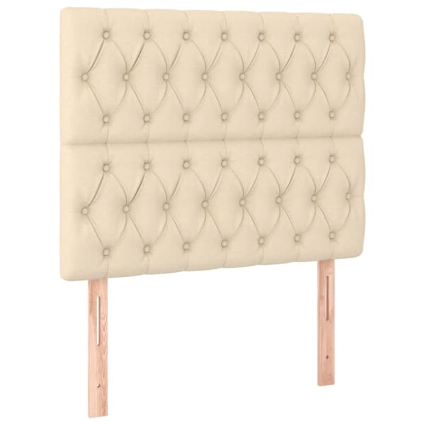 sengegavle 2 stk. 90x7x78/88 cm stof cremefarvet
