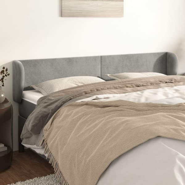 sengegavl med kanter 183x23x78/88cm fløjl lysegrå