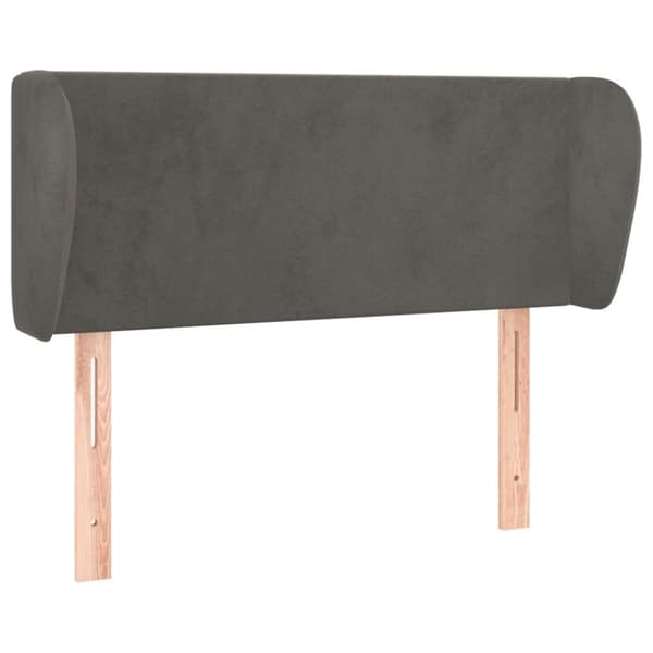 sengegavl med kanter 103x23x78/88 cm fløjl mørkegrå