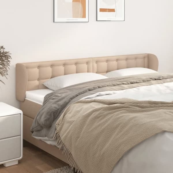 Sänggavel med kanter cappuccino 163x23x78/88 cm konstläder
