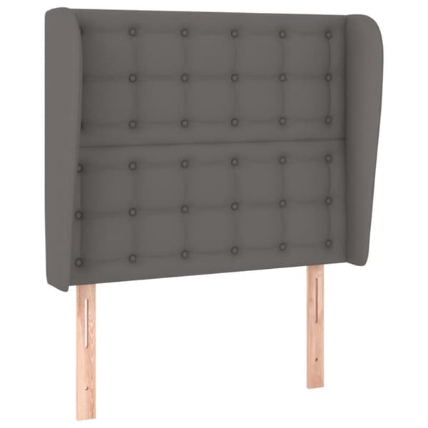 sengegavl med kanter 83x23x118/128 cm kunstlæder grå
