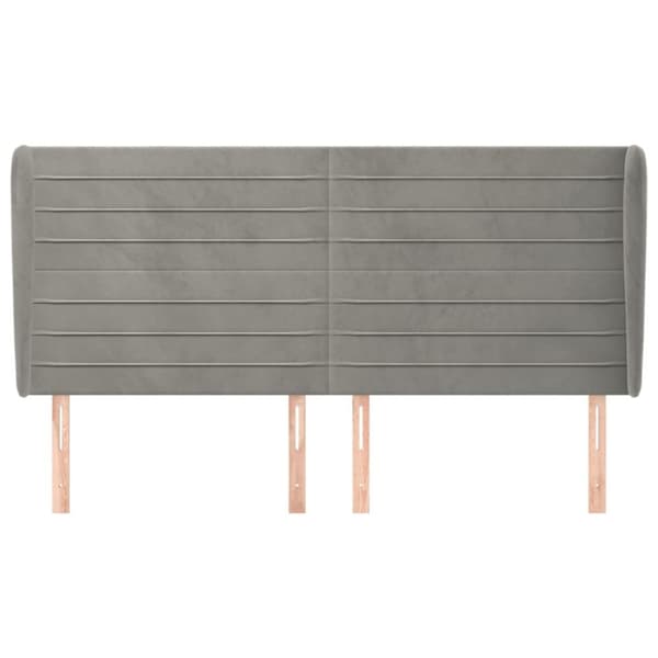 sengegavl med kanter 183x23x118/128 cm fløjl lysegrå