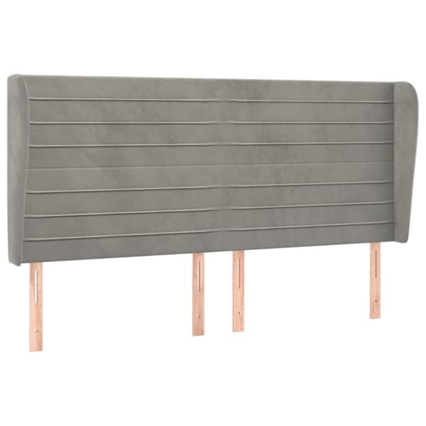 sengegavl med kanter 183x23x118/128 cm fløjl lysegrå