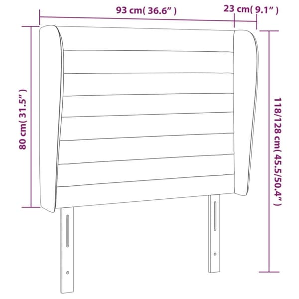 sengegavl med kanter 93x23x118/128 cm fløjl mørkegrøn