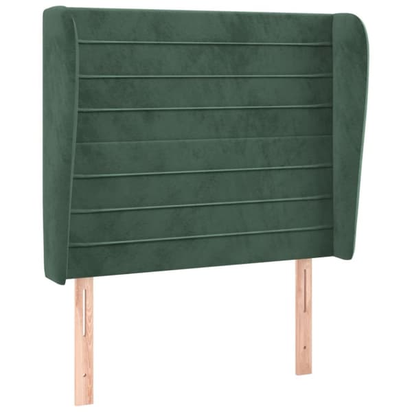 sengegavl med kanter 93x23x118/128 cm fløjl mørkegrøn