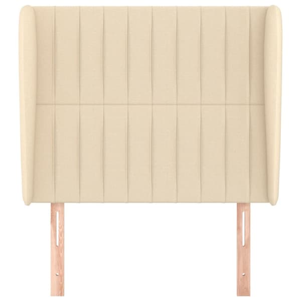 sengegavl med kanter 103x23x118/128 cm stof cremefarvet