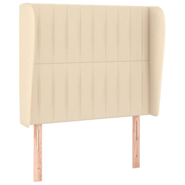 sengegavl med kanter 103x23x118/128 cm stof cremefarvet