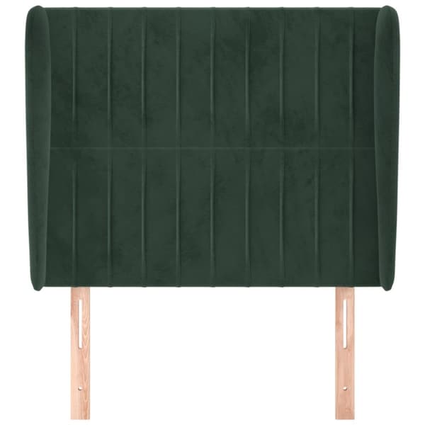 sengegavl med kanter 93x23x118/128 cm fløjl mørkegrøn