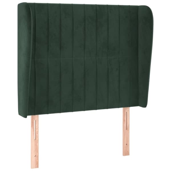 sengegavl med kanter 93x23x118/128 cm fløjl mørkegrøn