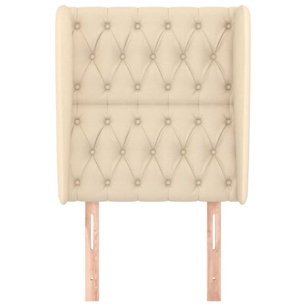 sengegavl med kanter 83x23x118/128 cm stof cremefarvet