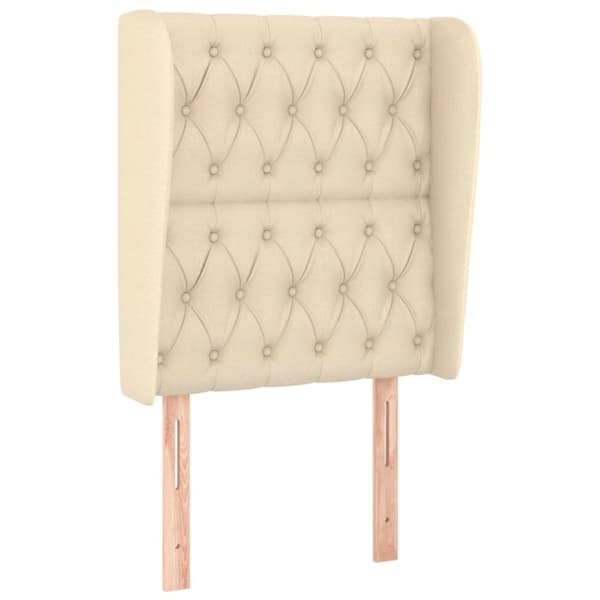 sengegavl med kanter 83x23x118/128 cm stof cremefarvet
