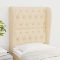 Miniatyrbillede 1 af 9: sengegavl med kanter 83x23x118/128 cm stof cremefarvet