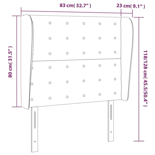 Korvatuki, kermanvärinen, 83x23x118/128 cm, kangas