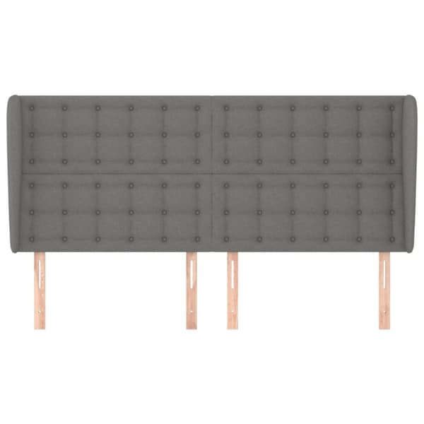 sengegavl med kanter 183x23x118/128 cm stof mørkegrå