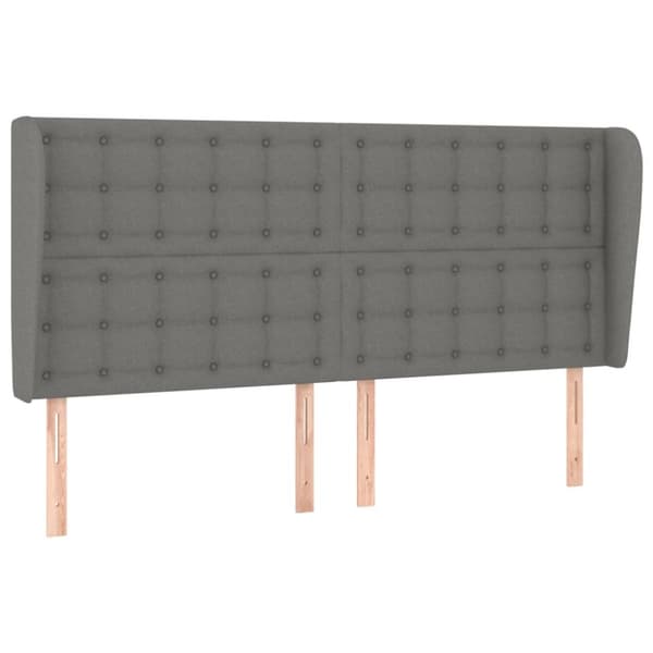 sengegavl med kanter 183x23x118/128 cm stof mørkegrå