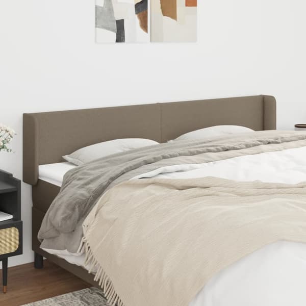 sengegavl med kanter 163x16x78/88 cm stof gråbrun