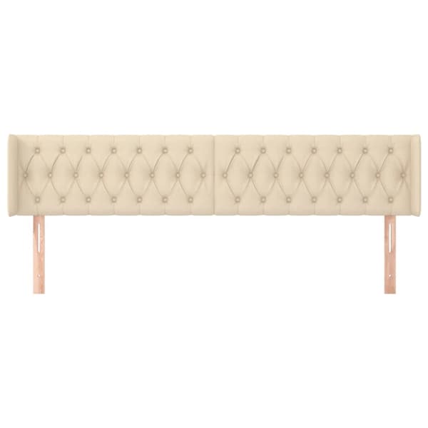 Sänggavel med kanter gräddvit 203x16x78/88 cm tyg