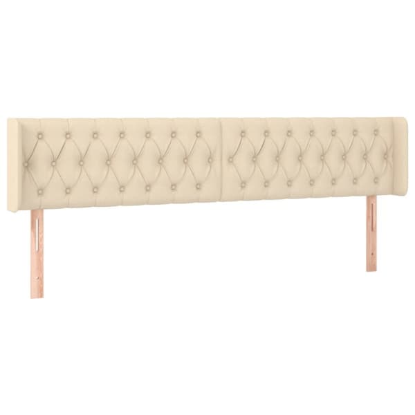 Sänggavel med kanter gräddvit 203x16x78/88 cm tyg