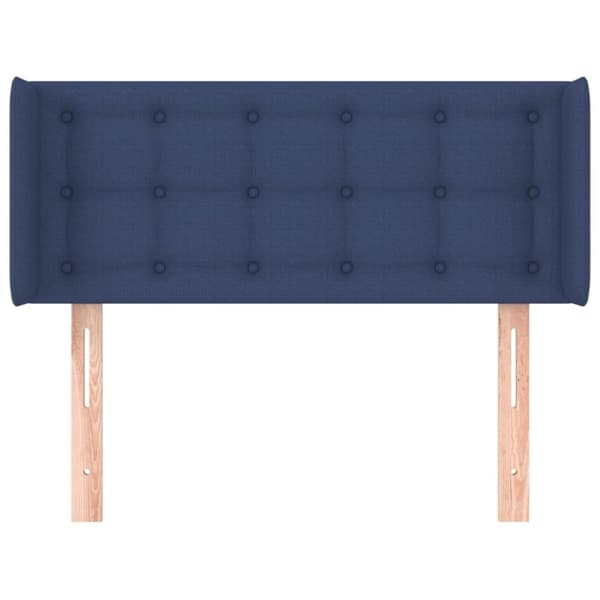 sengegavl med kanter 93x16x78/88 cm stof blå