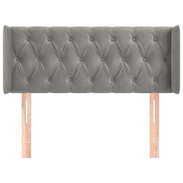 sengegavl med kanter 103x16x78/88 cm fløjl lysegrå