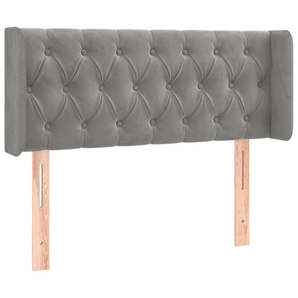 sengegavl med kanter 103x16x78/88 cm fløjl lysegrå